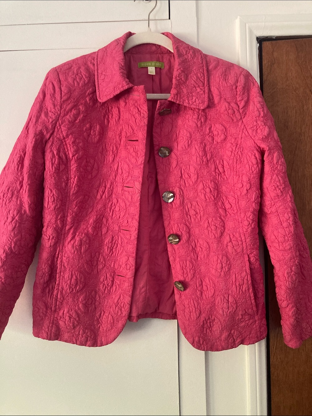 Sigrid Olsen Hot Pink Quilted Button-Front Jacket